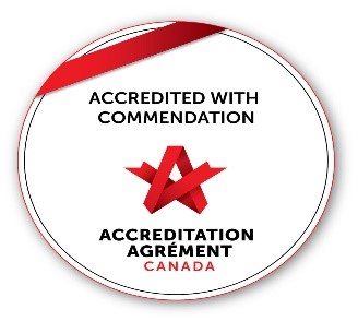 Accreditation Canada logo. Text reads "Accredited with Commendation" "Accreditation Canada"